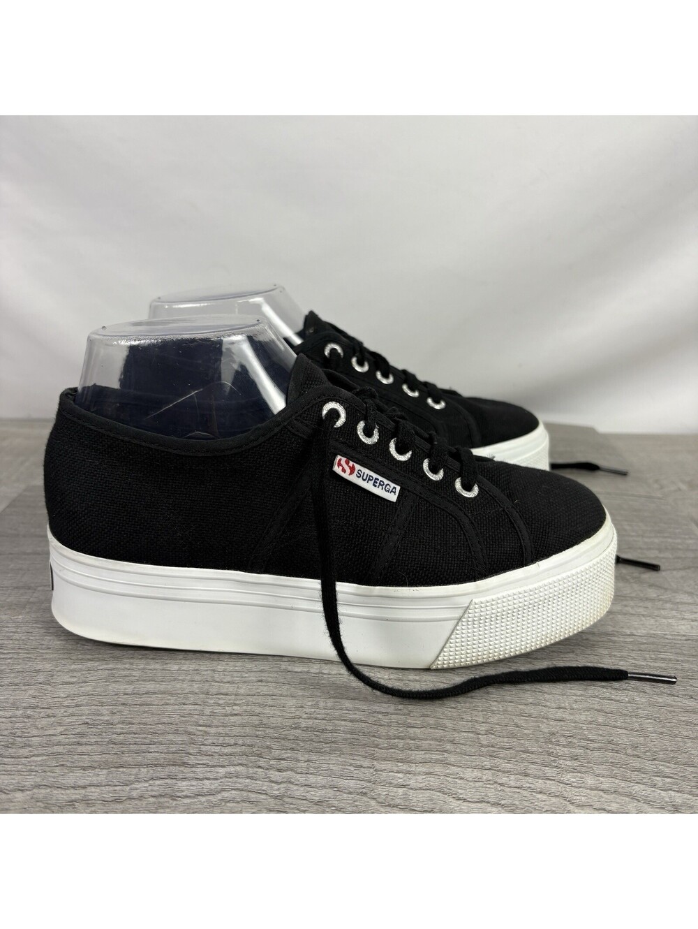 Superga 2790 Platform Black Canvas Sneakers Women’s Size 7
